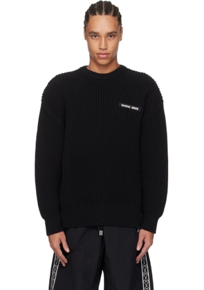 Marine Serre Black Half Cardigan Knit Crewneck Sweater