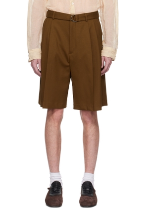CMMN SWDN SSENSE Exclusive Brown Marshall Pleated Shorts