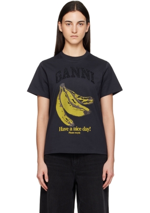GANNI Black Banana Graphic T-shirt