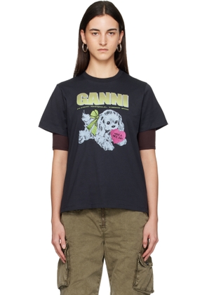 GANNI Black Puppy T-shirt
