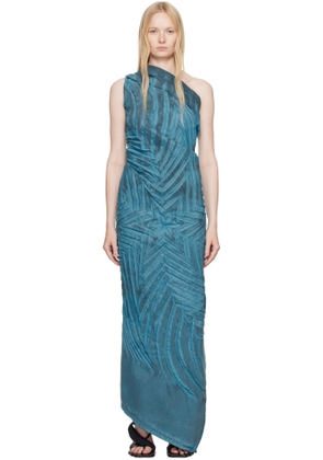 Masha Popova Blue Off-Shoulder Star Denim Maxi Dress
