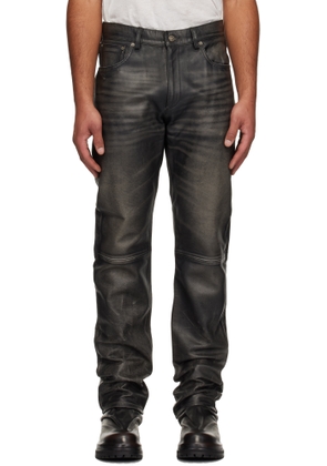424 Black Fivepocket Leather Pants