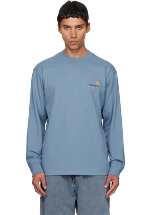 Carhartt Work In Progress Blue American Script Long Sleeve T-shirt