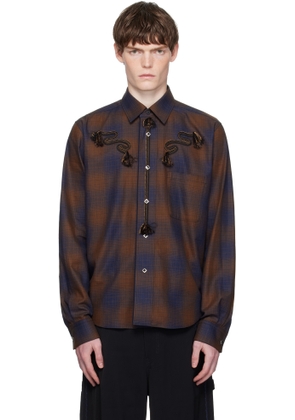 Toga Virilis Brown & Blue Ombre Check Shirt