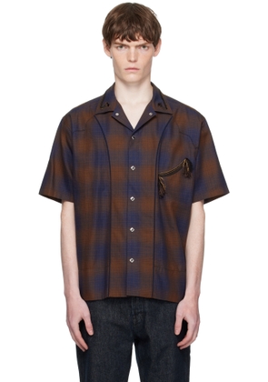 Toga Virilis Brown & Blue Ombre Check Short Sleeve Shirt