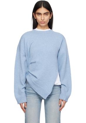 Victoria Beckham Blue Gathered Side Sweater