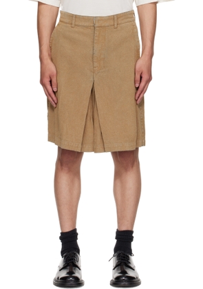 Toga Virilis Beige Flocked Denim Shorts