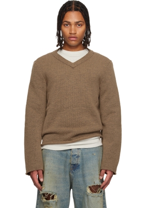 424 Brown V-Neck Sweater
