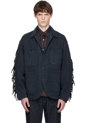 Toga Virilis Black Fringed Denim Jacket