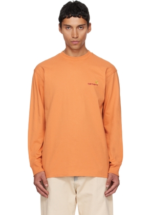 Carhartt Work In Progress Orange American Script Long Sleeve T-shirt