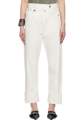 R13 Off-White Cuffed Crossover Jeans