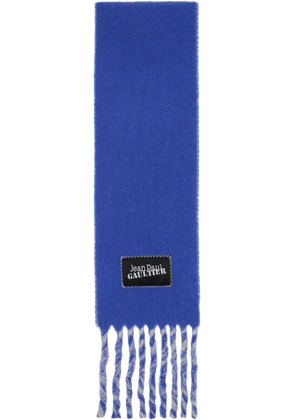 Jean Paul Gaultier Blue & Gray Logo Patch Scarf