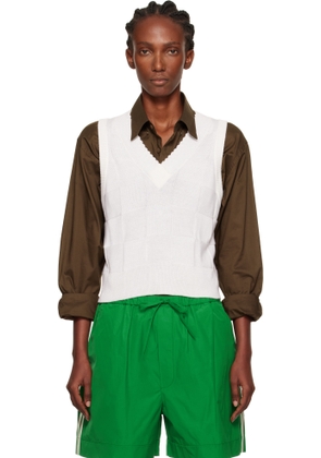 Cordera White Checkered Cotton & Cashmere Vest