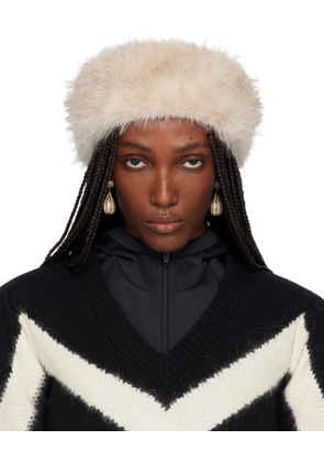 Valentino Garavani Beige VLogo Signature Faux-Fur Headband