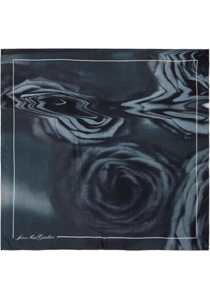 Jean Paul Gaultier Gray Silk Printed Blurry Roses Scarf