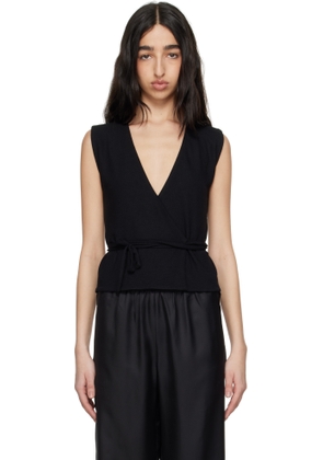 LESET Black Lauren Sleeveless Wrap Vest
