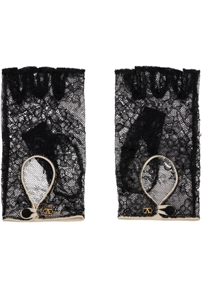 Valentino Garavani Black VLogo Signature Biker Gloves