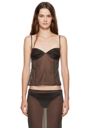 St. Agni Khaki Transparent Silk Camisole