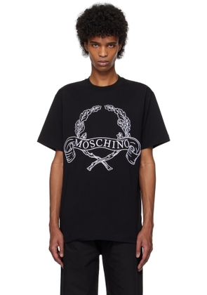 Moschino Black Maxi Laurel Crown Embroidery T-shirt