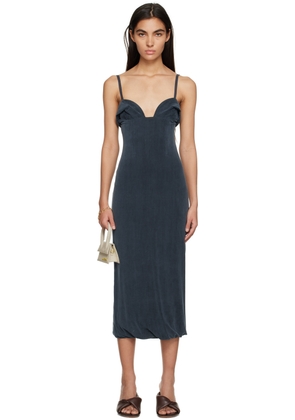 JACQUEMUS Navy Le Raphia 'La Robe Praia' Midi Dress