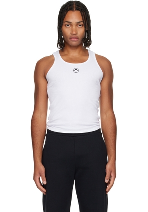 Marine Serre White Moon Logo Ribbed Jersey Tank Top
