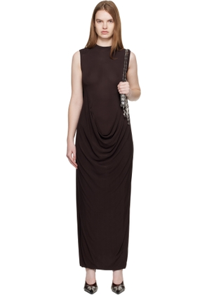 Jean Paul Gaultier Brown Double Layer Draped Maxi Dress