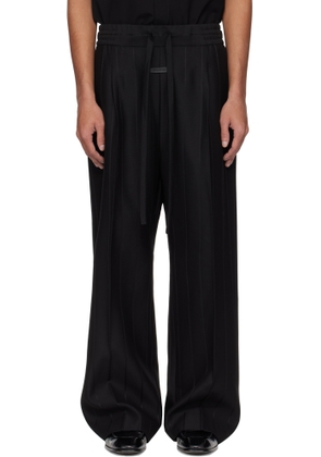 Fear of God Black Pinstripe Drawstring Wide Leg Trousers