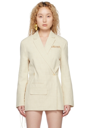 JACQUEMUS Off-White Le Raphia 'La Veste Tibau Brodée' Blazer
