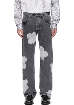 FORMA Gray Bleached Flower Jeans