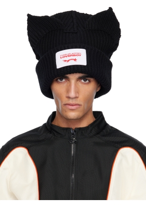 Charles Jeffrey LOVERBOY Black Supersized Chunky Ears Beanie