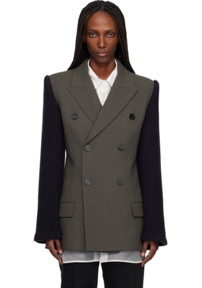 Jean Paul Gaultier Khaki & Navy 'The Bi-Material Suit' Blazer