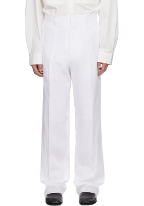 Moschino White Tailored Twist Linen Cloth Trousers