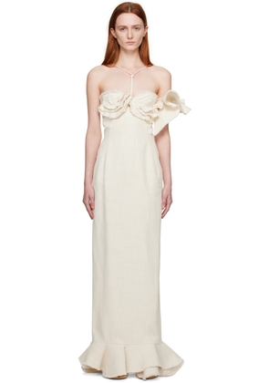 JACQUEMUS Off-White Le Raphia 'La Robe Artichaut' Maxi Dress
