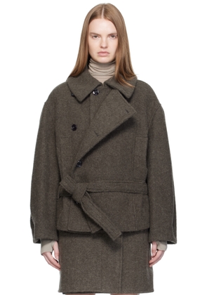 LEMAIRE Khaki Short Asymmetrical Bathrobe Coat