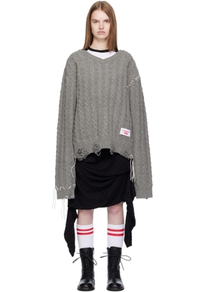 Charles Jeffrey LOVERBOY Gray Label Cable Knitted Sweater