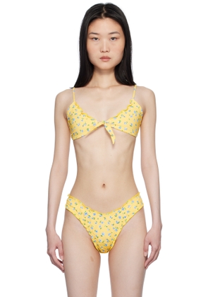 Frankies Bikinis Yellow Maison Floral Skimpy Bikini Top