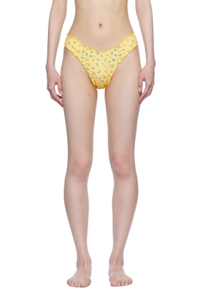 Frankies Bikinis Yellow Dalton Floral Micro Bikini Bottom