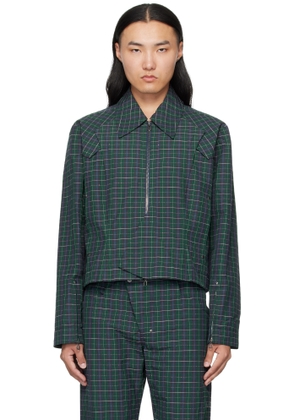 Kiko Kostadinov Green Kraner Cropped Blouson Jacket