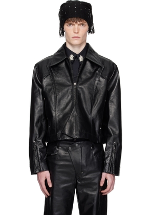 Kiko Kostadinov Black Kraner Cropped Leather Jacket