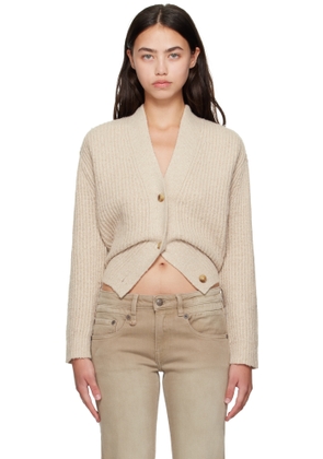 R13 Beige Split Hem Ribbed Cardigan