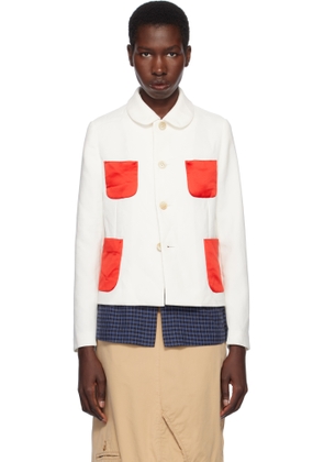 Comme des Garçons Girl White & Red Gabardine & Satin Blazer