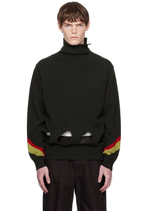Toga Virilis Khaki Hole Knit Turtleneck
