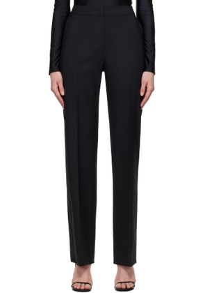 Marine Serre Black Virgin Wool Twill Wide Leg Trousers