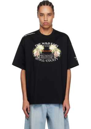 WOOYOUNGMI Black Palm Tree Graphic T-shirt