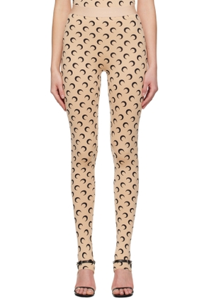 Marine Serre Beige Recycled Moon Jersey Stirrup Leggings