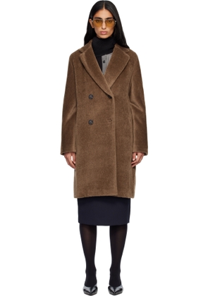 Max Mara Tan Roseto Faux-Fur Coat