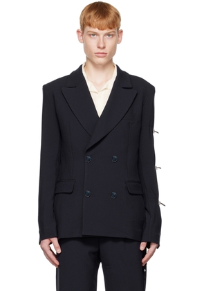 Carlota Barrera Navy Drawstring Blazer