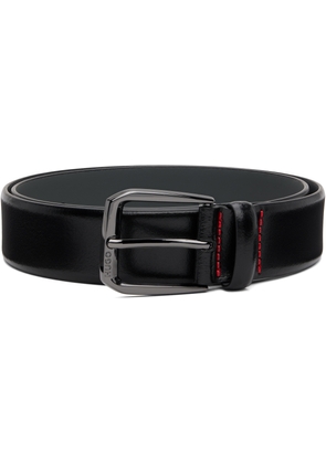 Hugo Black Leather Branded Buckle Belt