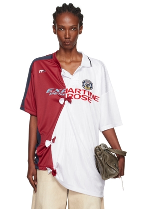 Martine Rose White & Burgundy Collage Football Top