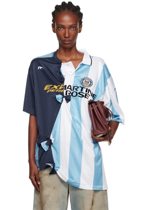 Martine Rose Blue & White Collage Football Top